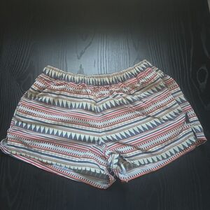 Patagonia Women’s Striped Athletic Shorts in Cream, Blue & Coral